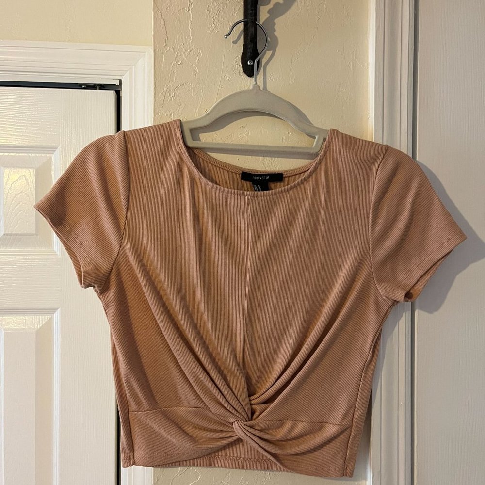 Forever 21 - Cinched Crop Top in Heather Peach - M